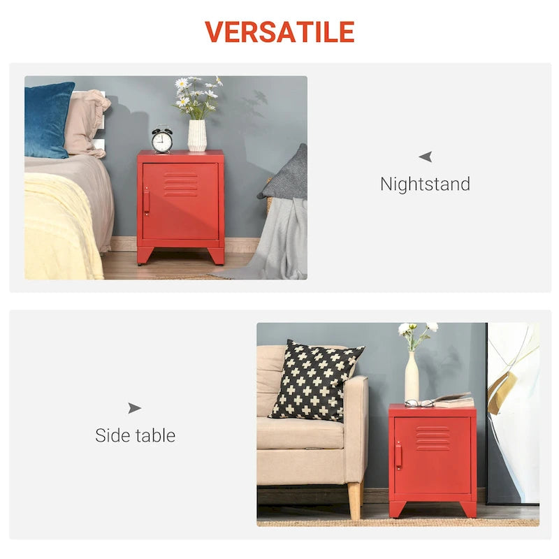 Table d'appoint industrielle avec porte-casier et étagère réglable — 40 x 40 x 50 cm