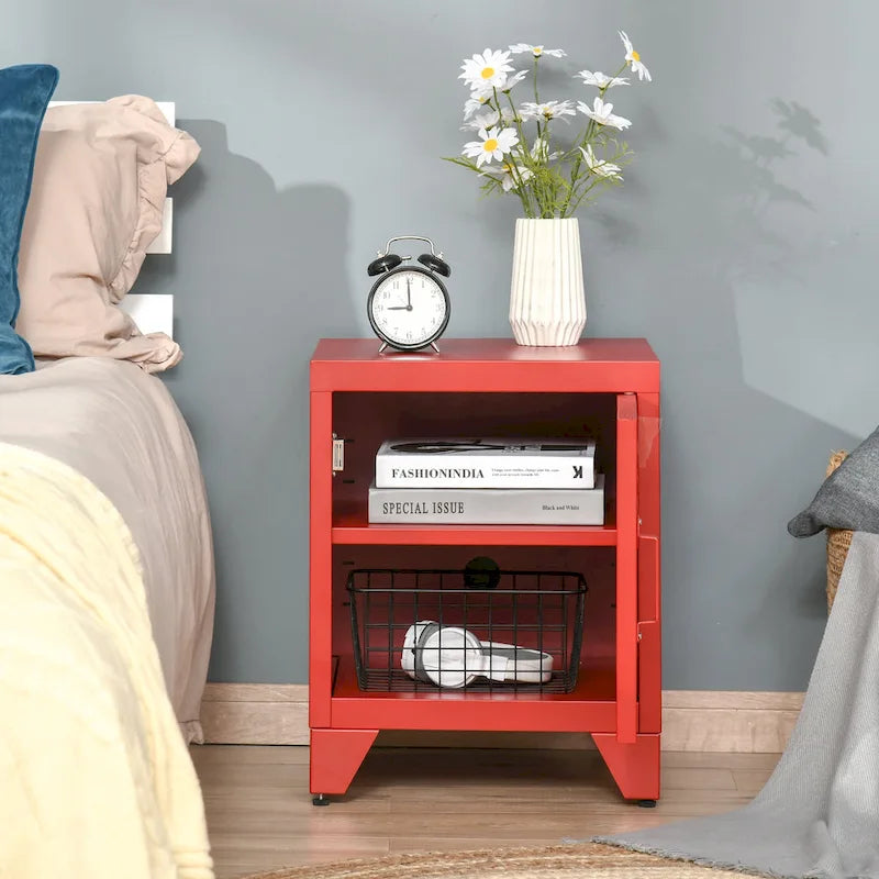 Table d'appoint industrielle avec porte-casier et étagère réglable — 40 x 40 x 50 cm