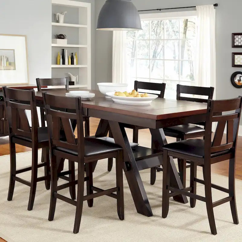 Table de bistrot industrielle hauteur comptoir avec 2 tabourets rembourrés en PU