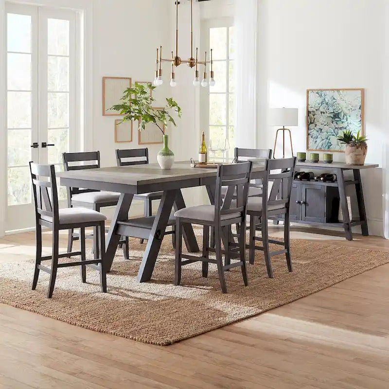 Table de bistrot industrielle hauteur comptoir avec 2 tabourets rembourrés en PU
