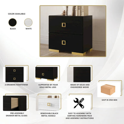 Table de chevet moderne et luxueuse à 2 tiroirs