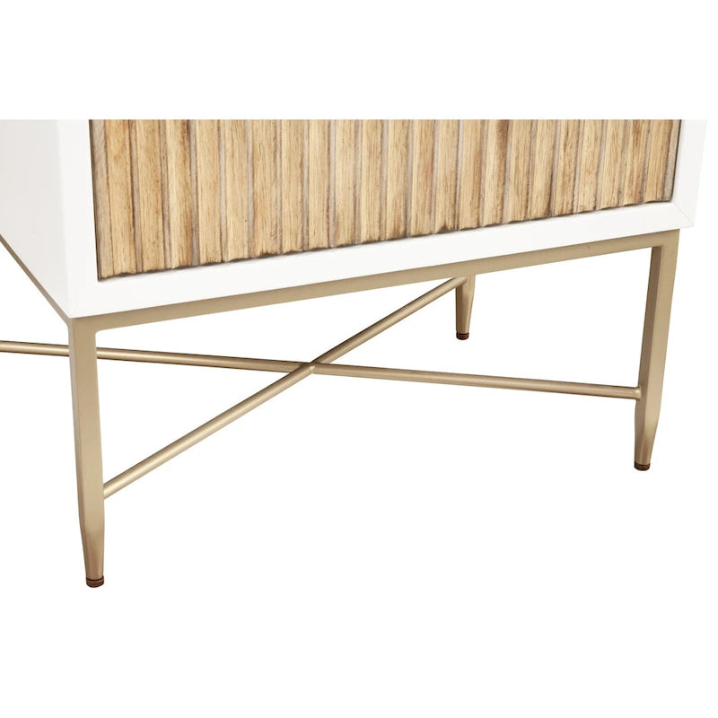 Table de chevet moderne et luxueuse avec 2 tiroirs et pieds en métal doré
