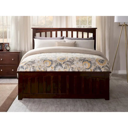 Base de lit Mission Full (matelas d'environ 137 × 191 cm) avec tête et pied de lit assortis en noyer