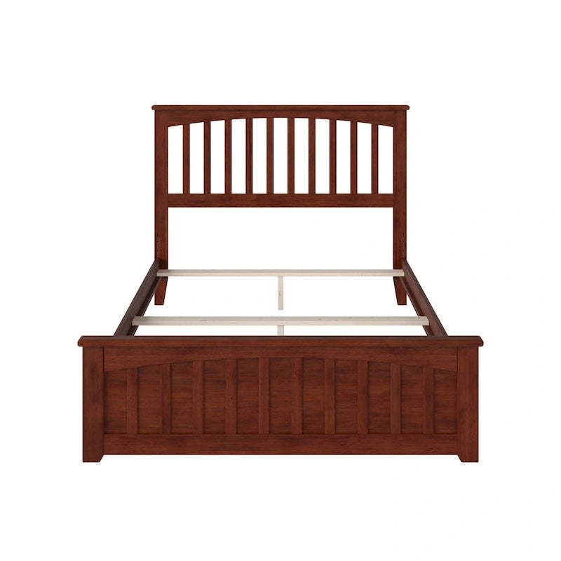 Base de lit Mission Full (matelas d'environ 137 × 191 cm) avec tête et pied de lit assortis en noyer