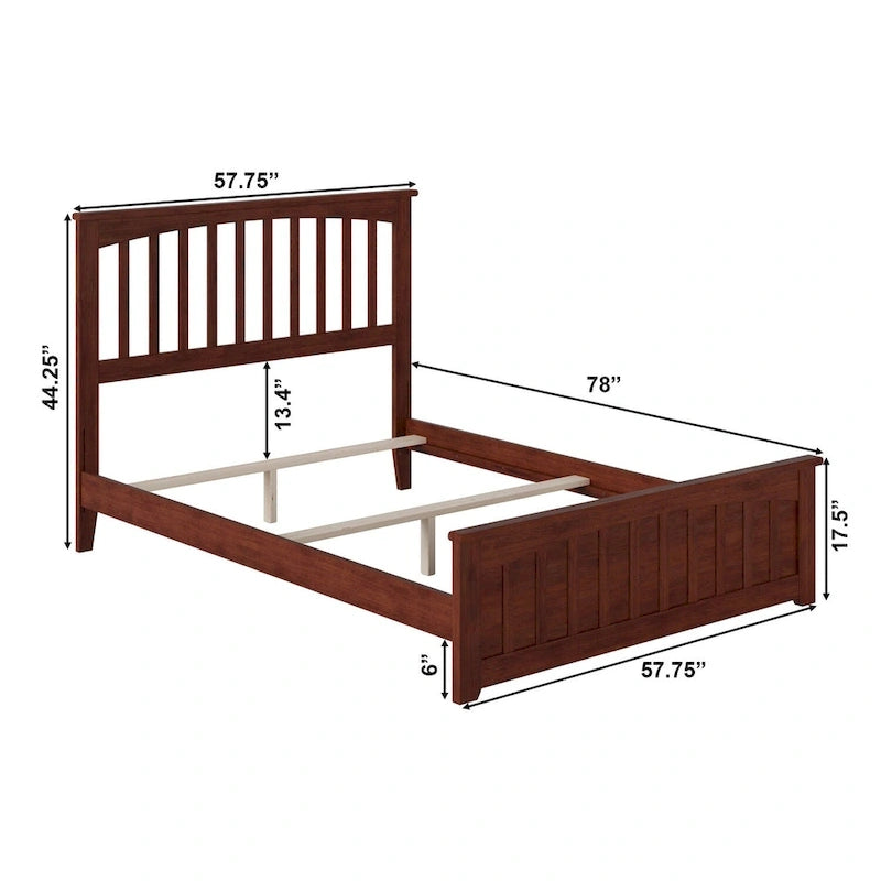 Base de lit Mission Full (matelas d'environ 137 × 191 cm) avec tête et pied de lit assortis en noyer