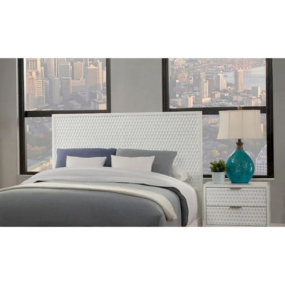 White Pearl Wood Headboard in White