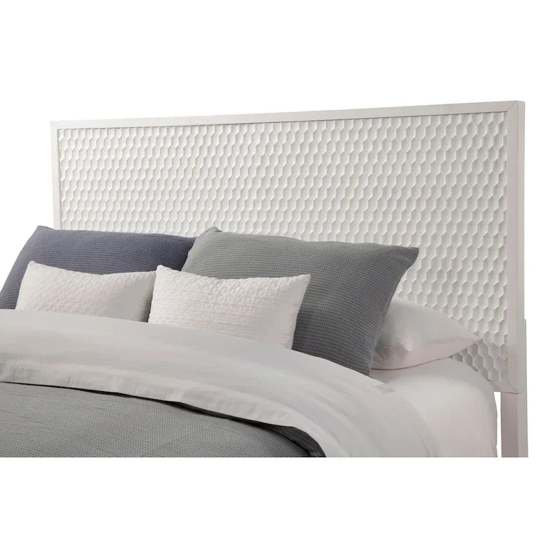 Tête de lit en bois perle blanche avec finition texturée