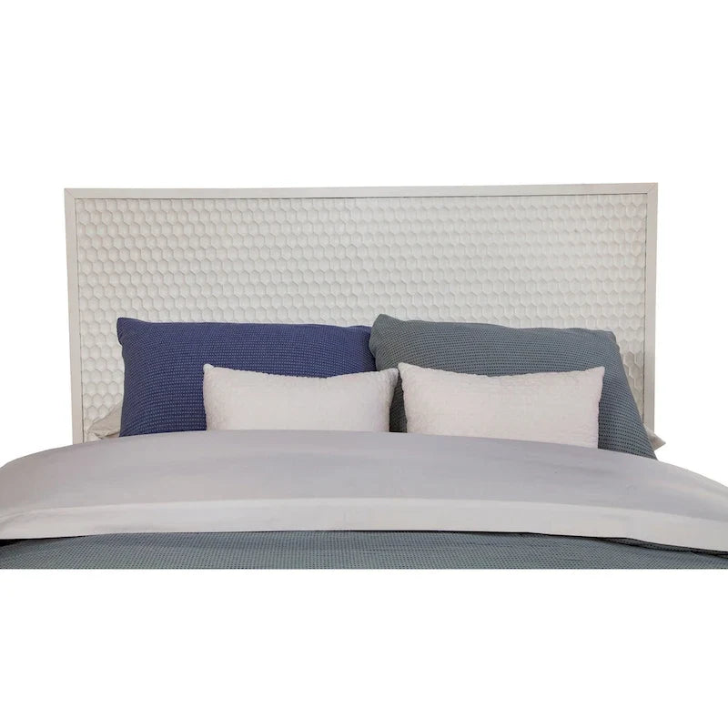 Tête de lit en bois perle blanche avec finition texturée