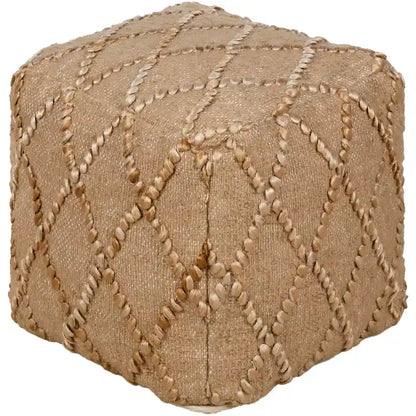 Elyando Global Textured Jute 40.6 cm Square Pouf