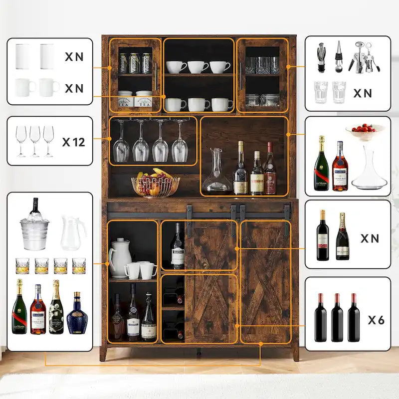 Meuble de bar de ferme de 108 cm avec porte coulissante - 40 P x 108 L x 177 H
