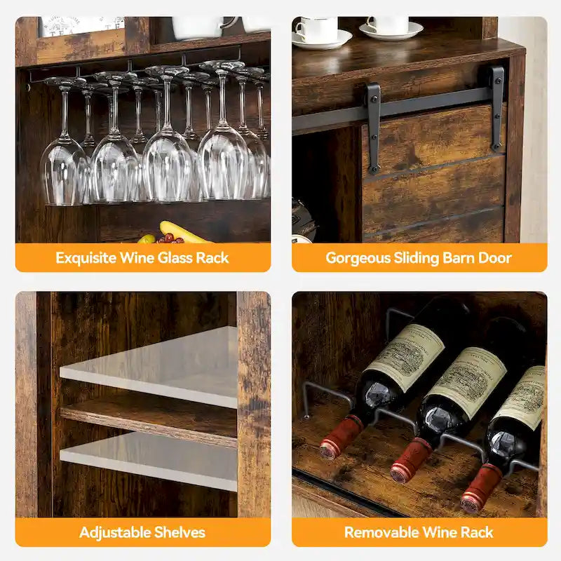 Meuble de bar de ferme de 108 cm avec porte coulissante - 40 P x 108 L x 177 H