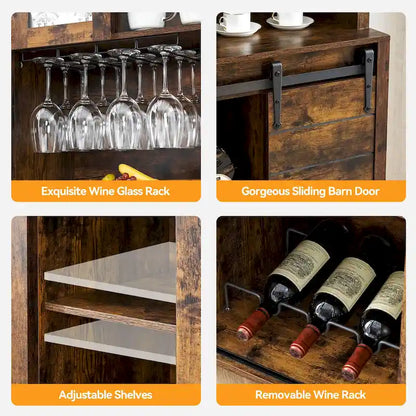 Meuble de bar de ferme de 108 cm avec porte coulissante - 40 P x 108 L x 177 H