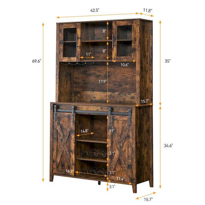 Meuble de bar de ferme de 108 cm avec porte coulissante - 40 P x 108 L x 177 H