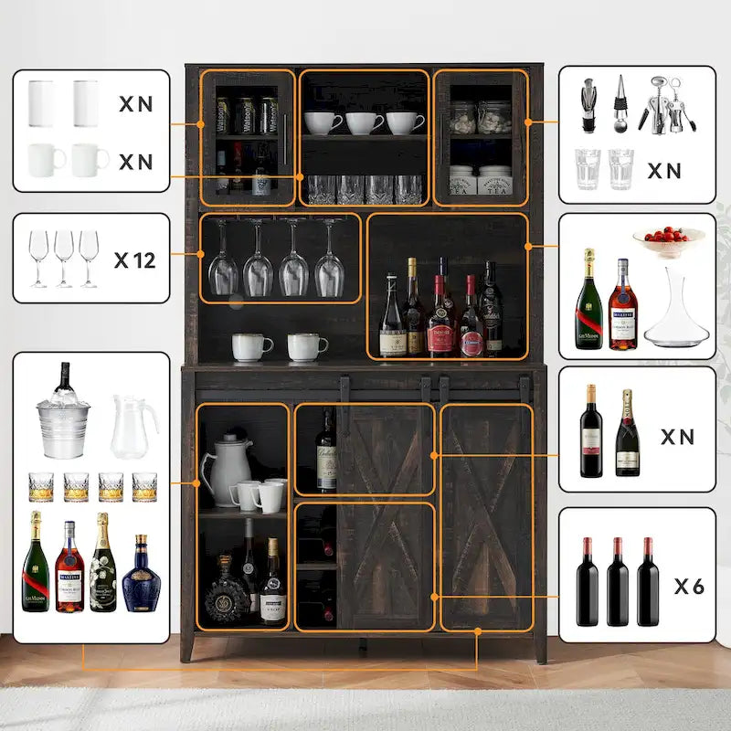 Meuble de bar de ferme de 108 cm avec porte coulissante - 40 P x 108 L x 177 H