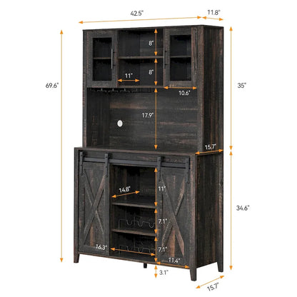 Meuble de bar de ferme de 108 cm avec porte coulissante - 40 P x 108 L x 177 H