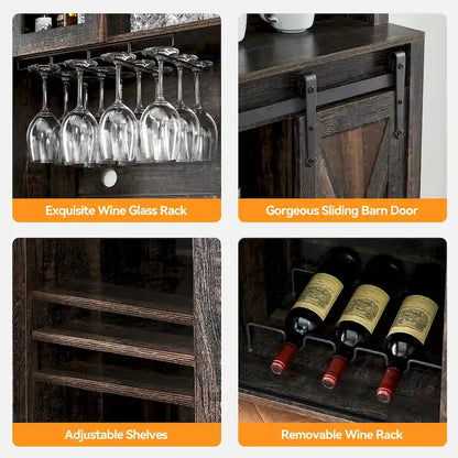 Meuble de bar de ferme de 108 cm avec porte coulissante - 40 P x 108 L x 177 H