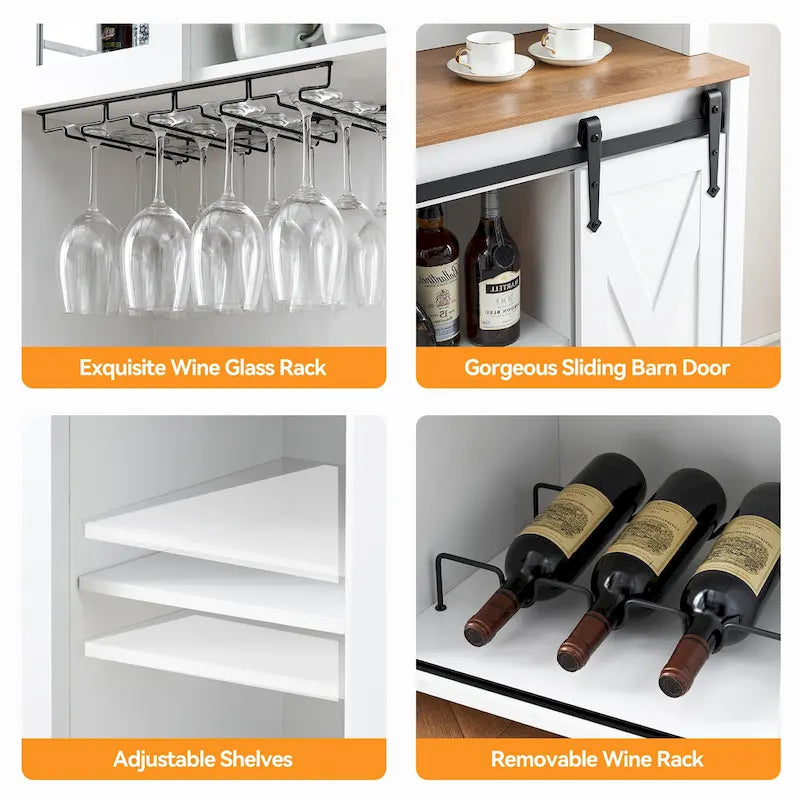 Meuble de bar de ferme de 108 cm avec porte coulissante - 40 P x 108 L x 177 H