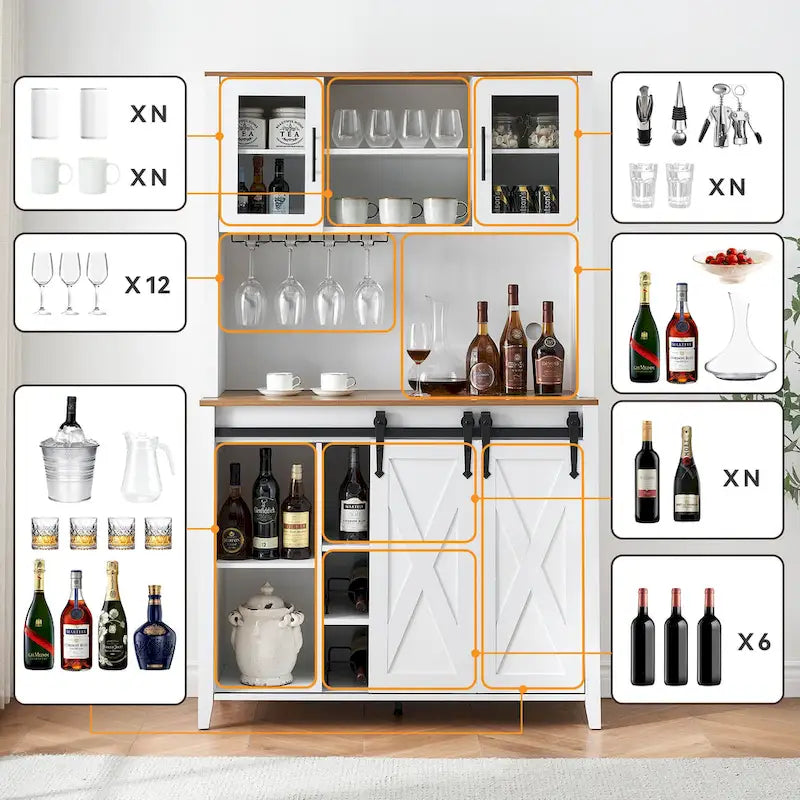 Meuble de bar de ferme de 108 cm avec porte coulissante - 40 P x 108 L x 177 H