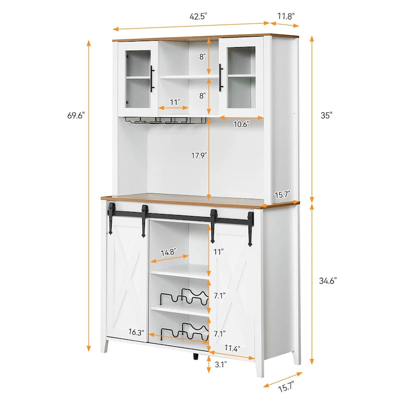Meuble de bar de ferme de 108 cm avec porte coulissante - 40 P x 108 L x 177 H