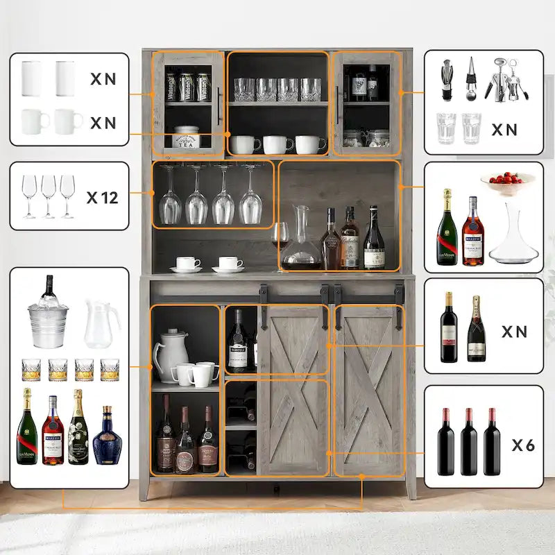 Meuble de bar de ferme de 108 cm avec porte coulissante - 40 P x 108 L x 177 H