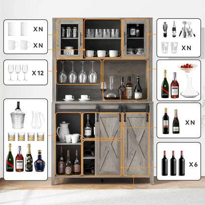 Meuble de bar de ferme de 108 cm avec porte coulissante - 40 P x 108 L x 177 H