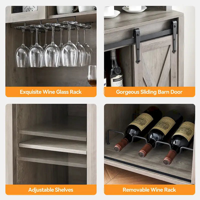 Meuble de bar de ferme de 108 cm avec porte coulissante - 40 P x 108 L x 177 H