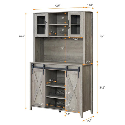 Meuble de bar de ferme de 108 cm avec porte coulissante - 40 P x 108 L x 177 H