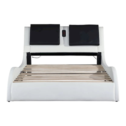 Cadre de lit plateforme en similicuir, King (pour matelas d'environ 193 × 203 cm)