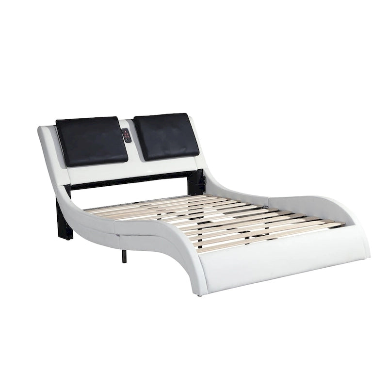 Cadre de lit plateforme en similicuir, King (pour matelas d'environ 193 × 203 cm)