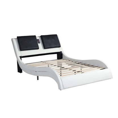 Cadre de lit plateforme en similicuir, King (pour matelas d'environ 193 × 203 cm)