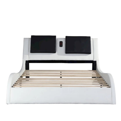 Cadre de lit plateforme en similicuir, King (pour matelas d'environ 193 × 203 cm)
