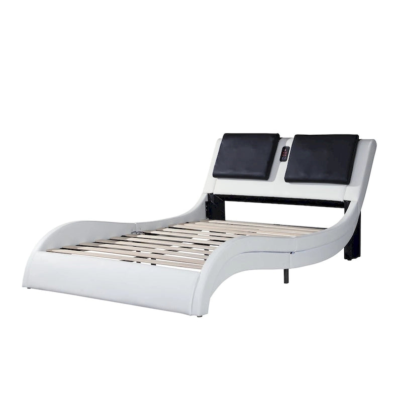 Cadre de lit plateforme en similicuir, King (pour matelas d'environ 193 × 203 cm)