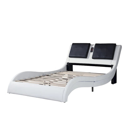 Cadre de lit plateforme en similicuir, King (pour matelas d'environ 193 × 203 cm)