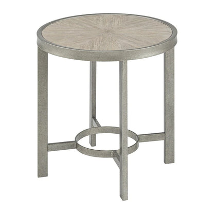 Table d'appoint ronde avec plateau en chêne blanc Corfu et cadre en métal