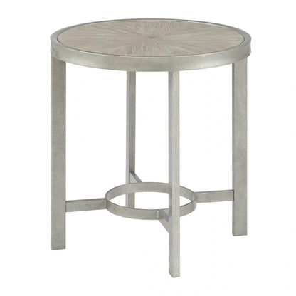 Table d'appoint ronde avec plateau en chêne blanc Corfu et cadre en métal