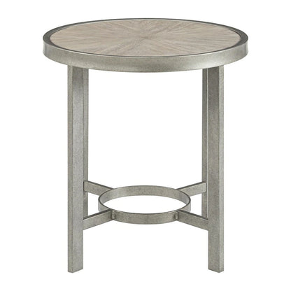 Table d'appoint ronde avec plateau en chêne blanc Corfu et cadre en métal