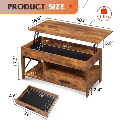 Table basse de salon avec rangement - 18.9P x 38.58L x 17.83H