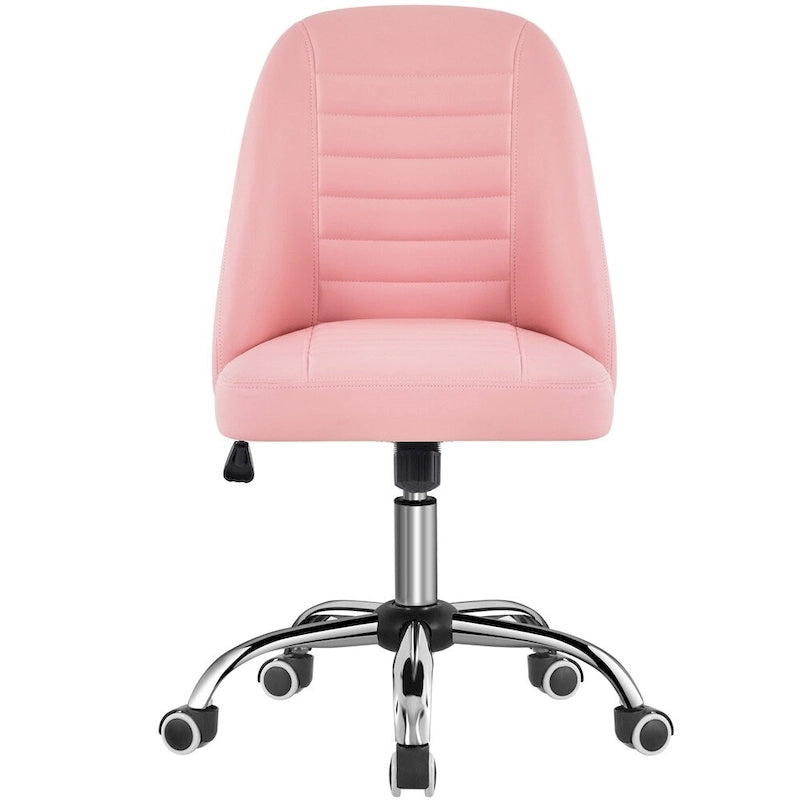 Chaise de bureau sans accoudoirs à dossier mi-haut capitonnée en similicuir