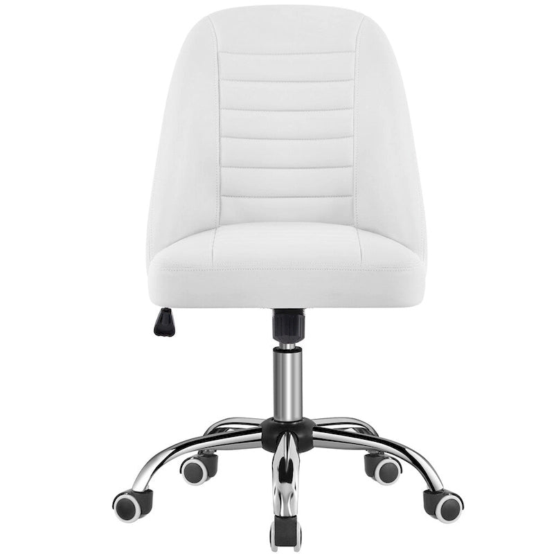 Chaise de bureau sans accoudoirs à dossier mi-haut capitonnée en similicuir