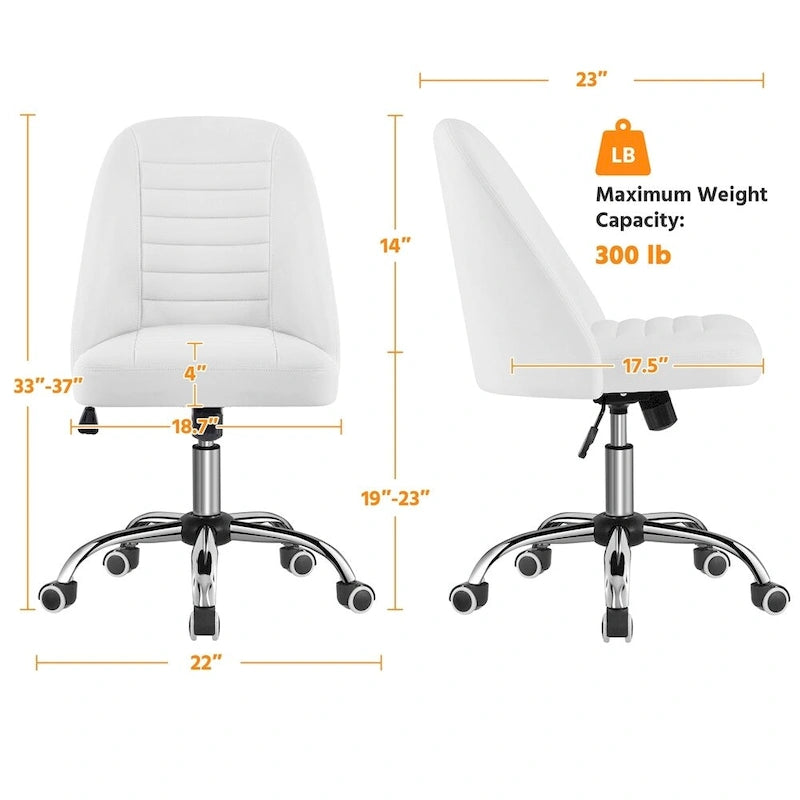 Chaise de bureau sans accoudoirs à dossier mi-haut capitonnée en similicuir