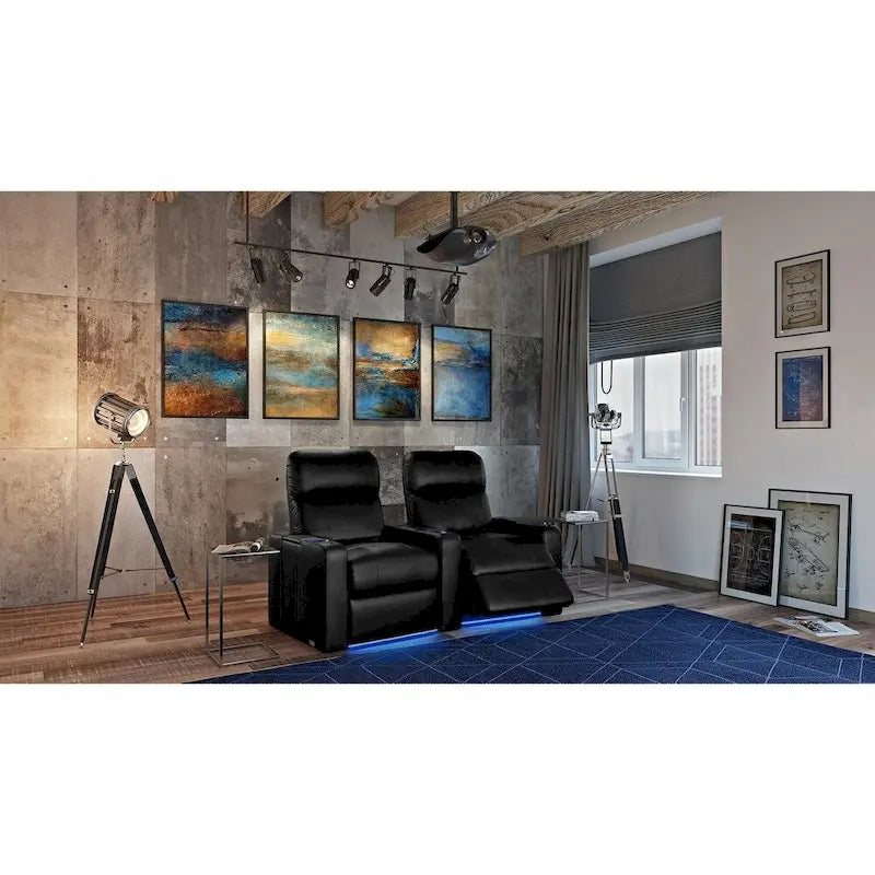 Ensemble de 2 sièges de cinéma maison inclinables en cuir
