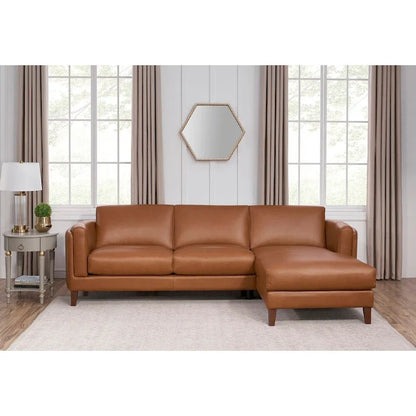 Maui Top Grain Leather Sofa Chaise With Feather, Memory Foam and Springs