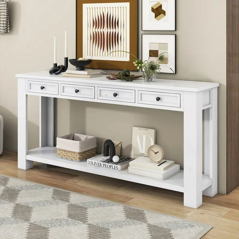 Console d'entrée avec tiroirs de rangement et étagère inférieure