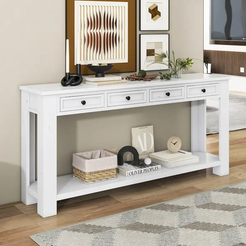 Console d'entrée avec tiroirs de rangement et étagère inférieure