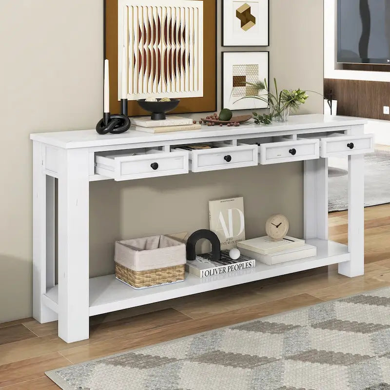 Console d'entrée avec tiroirs de rangement et étagère inférieure