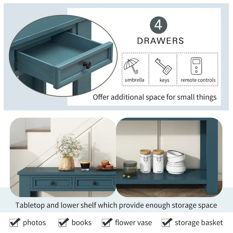 Console d'entrée avec tiroirs de rangement et étagère inférieure