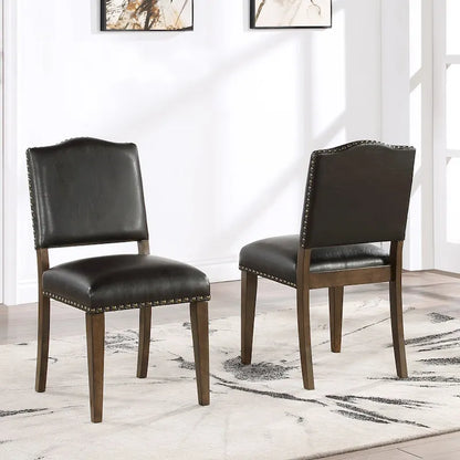 Dallas Brown Faux Leather Dining Chair with Nail Heads