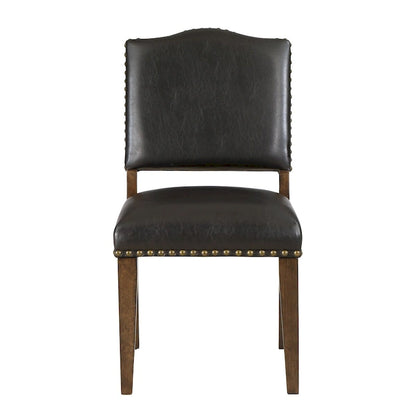 Chaise de salle à manger Dallas en similicuir marron avec clous de tapissier