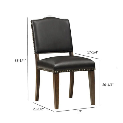 Chaise de salle à manger Dallas en similicuir marron avec clous de tapissier