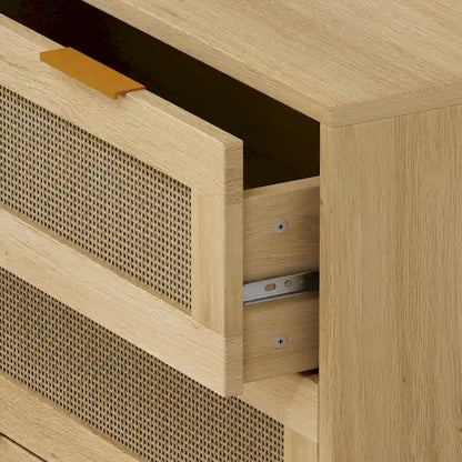 Meuble de rangement en rotin avec trois tiroirs en rotin